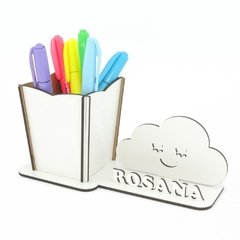 Porta Lápis Com Display Personalizado MDF Branco - Chuva de Benção