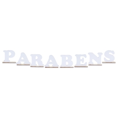 Letreiro De Mesa Parabens Mdf Branco Linha Premium - 10cm na internet