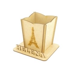 10 Porta Lápis Com Nome Personalizado Mdf - Torre Eiffel