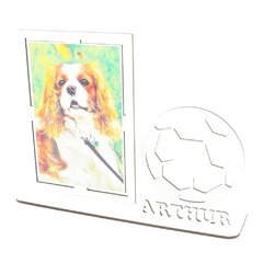 Porta Retrato Personalizado Display Mdf Branco Bola de Futebol