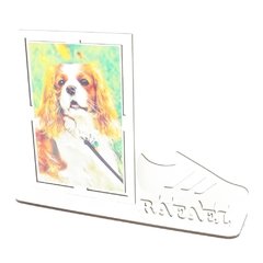 Porta Retrato Personalizado Display Mdf Branco Chuteira Futebol