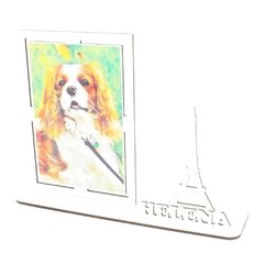 Porta Retrato Personalizado Display Mdf Branco Torre Eiffel Lisa