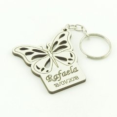 30 Chaveiros Personalizados - MDF Branco - Quinze Anos - Borboleta