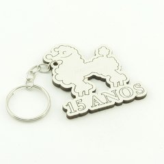 30 Chaveiros Personalizados - MDF Branco - Quinze Anos - Poodle