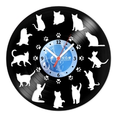 Relógio De Parede - Disco de Vinil - Animais - Hora Dos Gatos - VAN-017