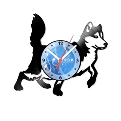 Relógio De Parede - Disco de Vinil - Animais - Cachorro Husky Siberiano - VAN-066