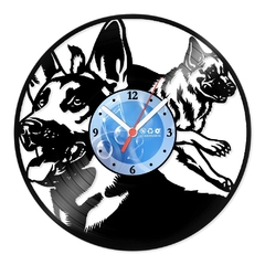 Relógio De Parede - Disco de Vinil - Animais - Cachorros Pastor Alemão - VAN-170