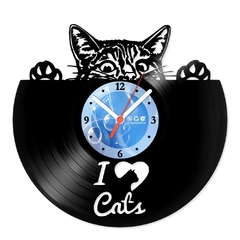 Relógio De Parede - Disco de Vinil - Animais - I Love Cats - VAN-171