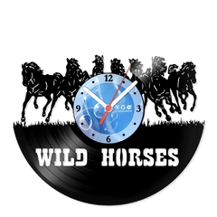 Relógio De Parede - Disco de Vinil - Animais - Wild Horses - VAN-196