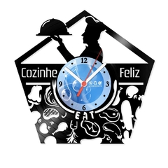Relógio De Parede - Disco de Vinil - Cozinha - Cozinhe Feliz - VCZ-033