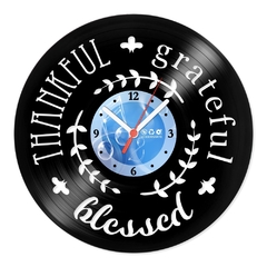 Relógio De Parede - Disco de Vinil - Escritório - Grateful Thankful - VEC-006