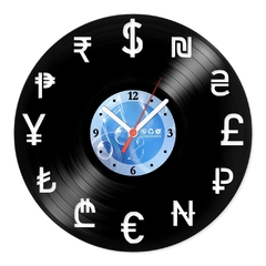 Relógio De Parede - Disco de Vinil - Escritório - Moedas Estrangeiras - VEC-021