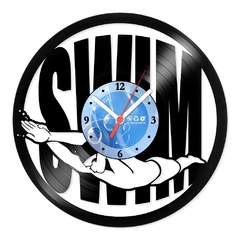 Relógio De Parede - Disco de Vinil - Esportes - Natação Swim - VES-062