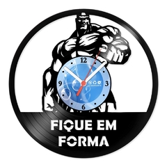 Relógio De Parede - Disco de Vinil - Esportes - Fique Em Forma - VES-124