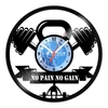 Relógio De Parede - Disco de Vinil - Esportes - No Pain No Gain - VES-163
