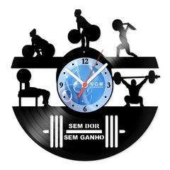 Relógio De Parede - Disco de Vinil - Esportes - Sem Dor Sem Ganho - VES-164