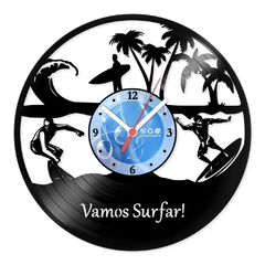 Relógio De Parede - Disco de Vinil - Esportes - Vamos Surfar - VES-196