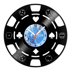 Relógio De Parede - Disco de Vinil - Jogos e Games - Pôquer - VJG-002