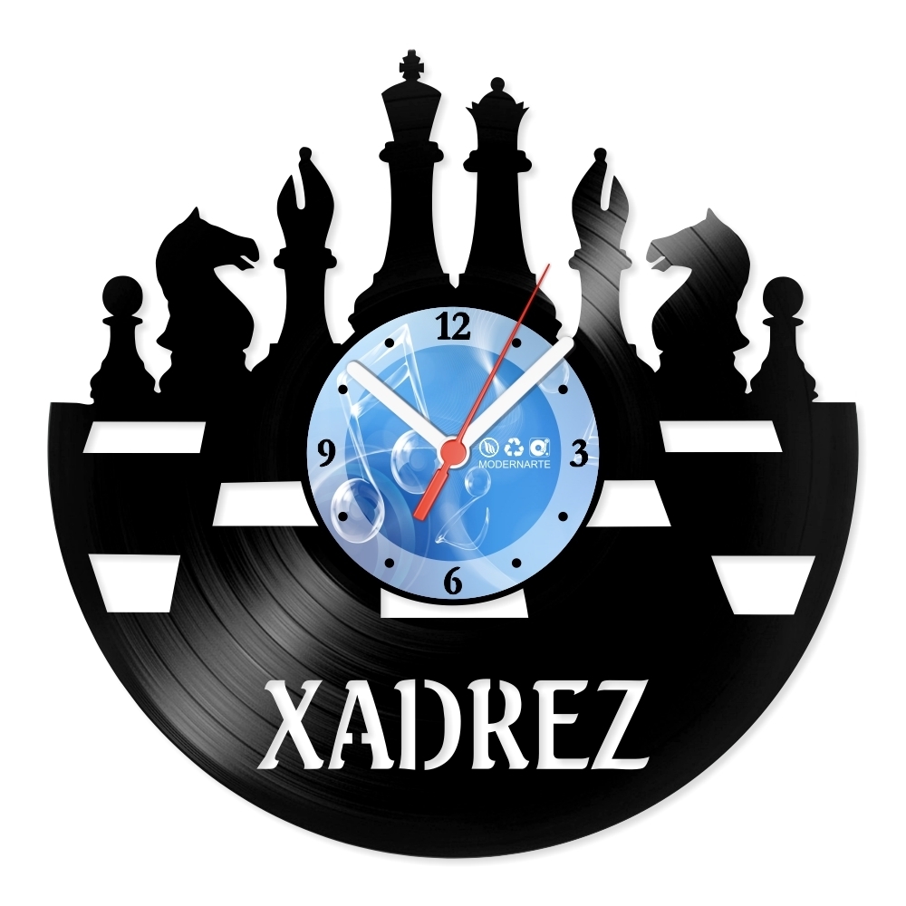 Relógio De Parede - Disco de Vinil - Jogos e Games - Xadrez 1 - VJG-087