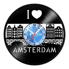 Relógio De Parede - Disco de Vinil - Lugares - I Love Amsterdam - VLU-011