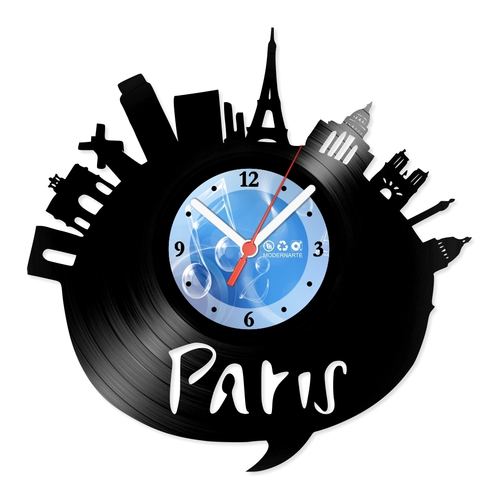 Relógio De Parede - Disco de Vinil - Lugares - Balão Paris - VLU-044