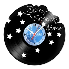 Relógio De Parede - Disco de Vinil - Personalizado - Bons Sonhos Nome - VP-024