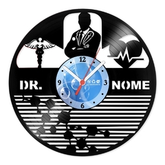 Relógio De Parede - Disco de Vinil - Personalizado - Doutor Nome - VP-025