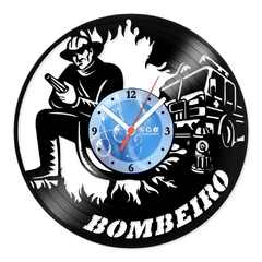 Relógio De Parede - Disco de Vinil - Profissões - Bombeiro - VPR-018