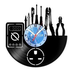 Relógio De Parede - Disco de Vinil - Profissões - Eletricista - VPR-031