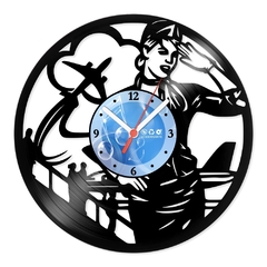 Relógio De Parede - Disco de Vinil - Profissões - Aeromoça - VPR-053