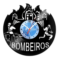 Relógio De Parede - Disco de Vinil - Profissões - Bombeiros - VPR-056
