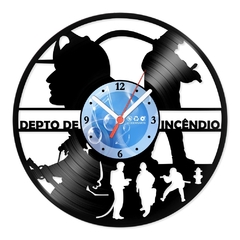 Relógio De Parede - Disco de Vinil - Profissões - Bombeiros - VPR-070
