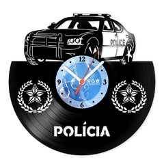 Relógio De Parede - Disco de Vinil - Profissões - Viatura De Polícia - VPR-091
