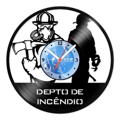 Relógio De Parede - Disco de Vinil - Profissões - Depto De Incêndio - VPR-127