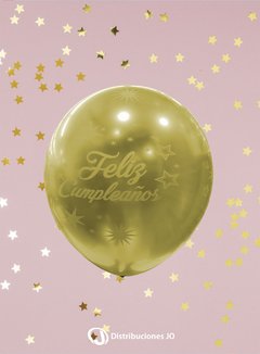 PACK. X 10 GLOBO DORADO FELIZ CUMPLEAÑOS R18