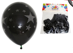 PACK. X 12 GLOBO NEGRO ESTRELLAS R12