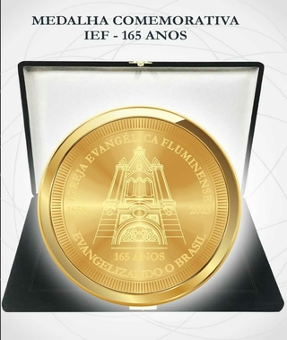 Medalha comemorativa 165 anos Igreja Evangélica Fluminense bronze dourada - comprar online