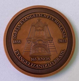 Medalha Comemorativa pelos 165 anos da Igreja Evangélica Fluminense cor Bronze na internet