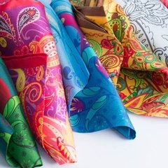 PACKx3 - 3 PAÑUELOS DE 33x33cm - VALISSE · 100% SILK SCARVES · A PIECE OF ART ·