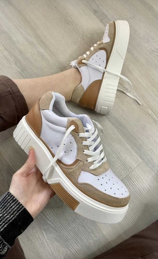 SNEAKERS ISABELLA CUERO COMBINADO MARRON