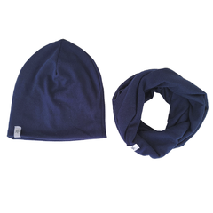 Combo Beanie + Cuellito Lanilla Azul