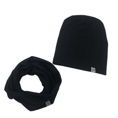 Combo Beanie + Cuellito Lanilla Negro - comprar online