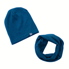 Combo Beanie + Cuellito Lanilla Petroleo - comprar online