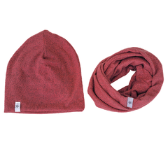 Combo Beanie + Cuellito Lanilla Rosa Melange