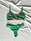 Bikini verde corpiño breteles regulable + bombacha lisa