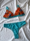 Bikini triangulito Caracola naranja turquesa