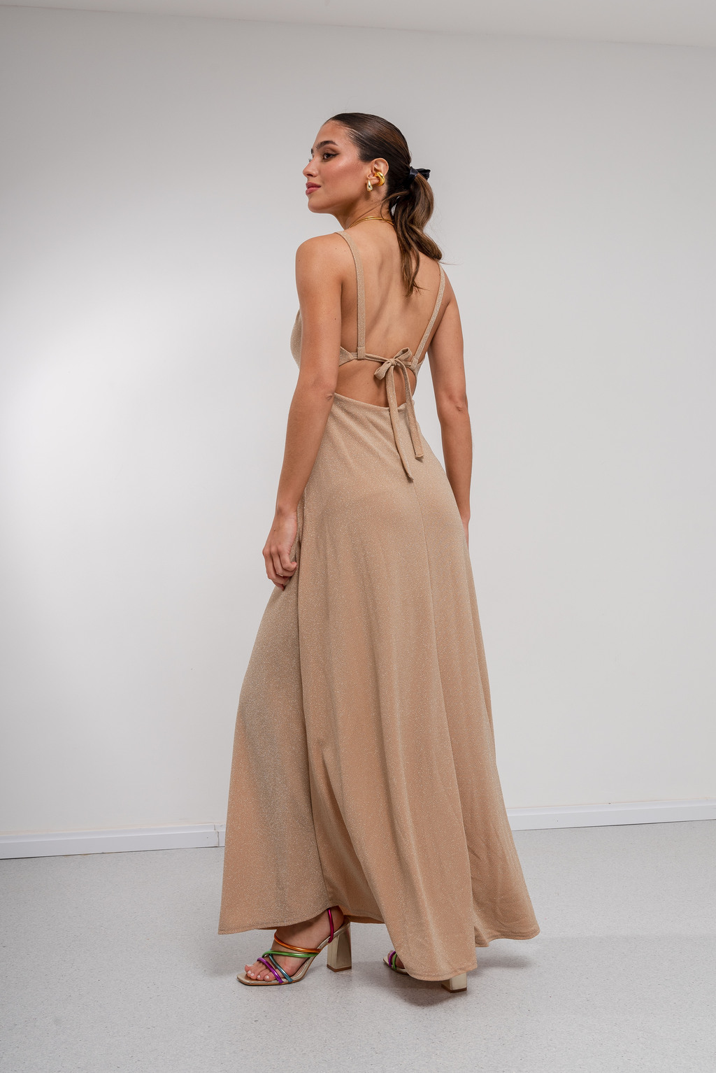Vestido de lurex largo hotsell