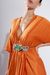 543 Vestido de crepe sedoso con manga, falda cruzada con tajo - tienda online
