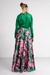 906-3 Maxi falda seda estampada con tajo y bolsillos - tienda online