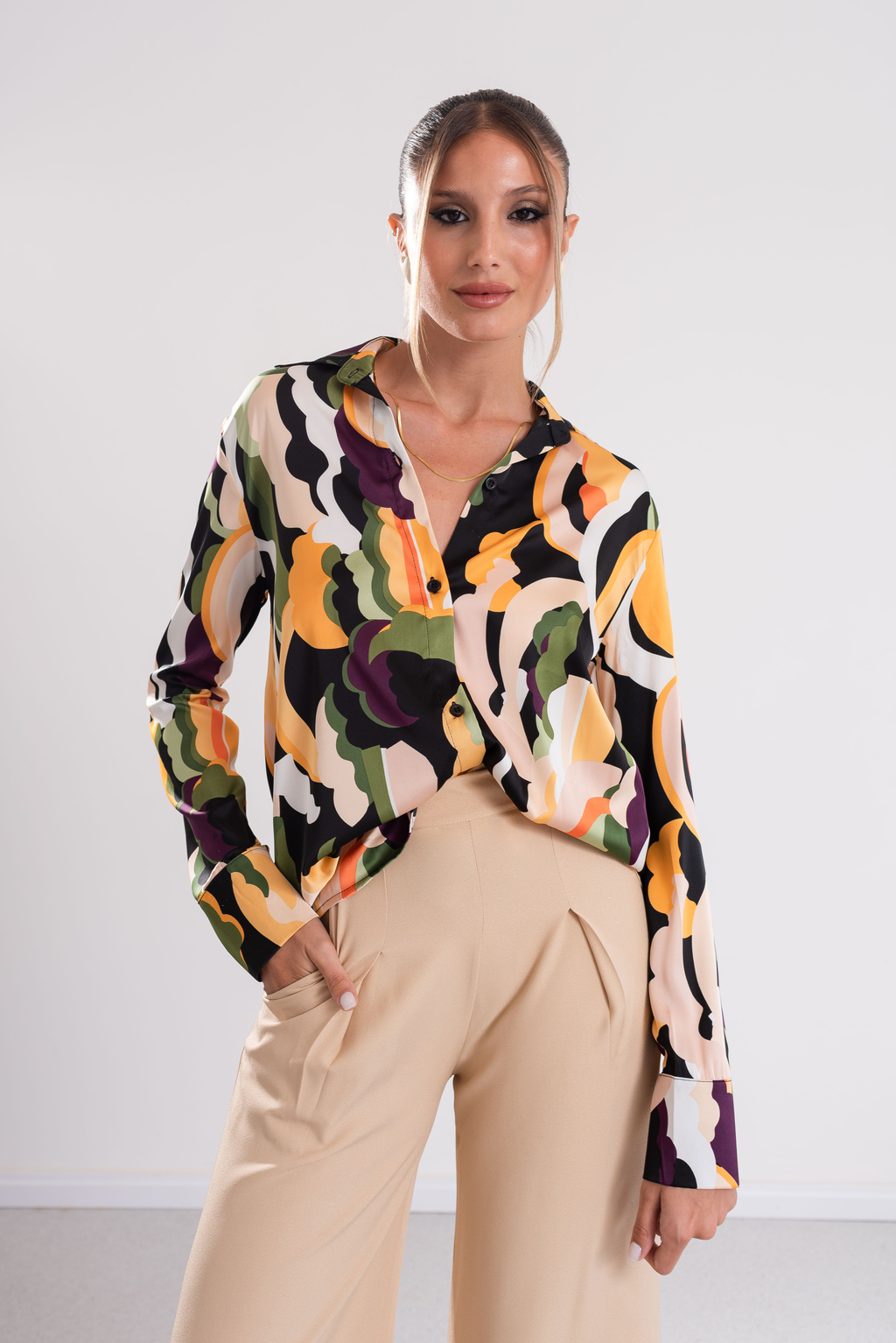 Camisa seda estampada mujer deals